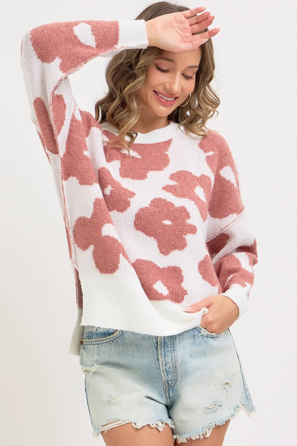 Sweet Lovely by Jen - Wholesale Knit Sweater - Women's - FLORAL LOOSE FIT SWEATER KNIT8
