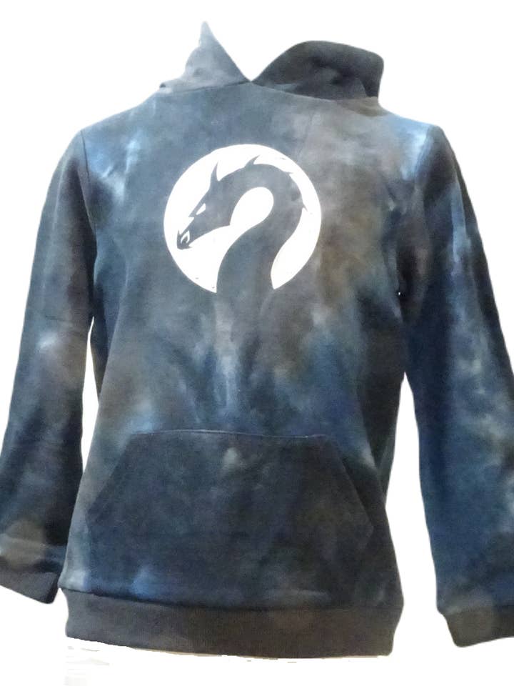Sudadera con capucha de dragón tie-dye azul marino de algodón para venta al por mayor de Deezo kids