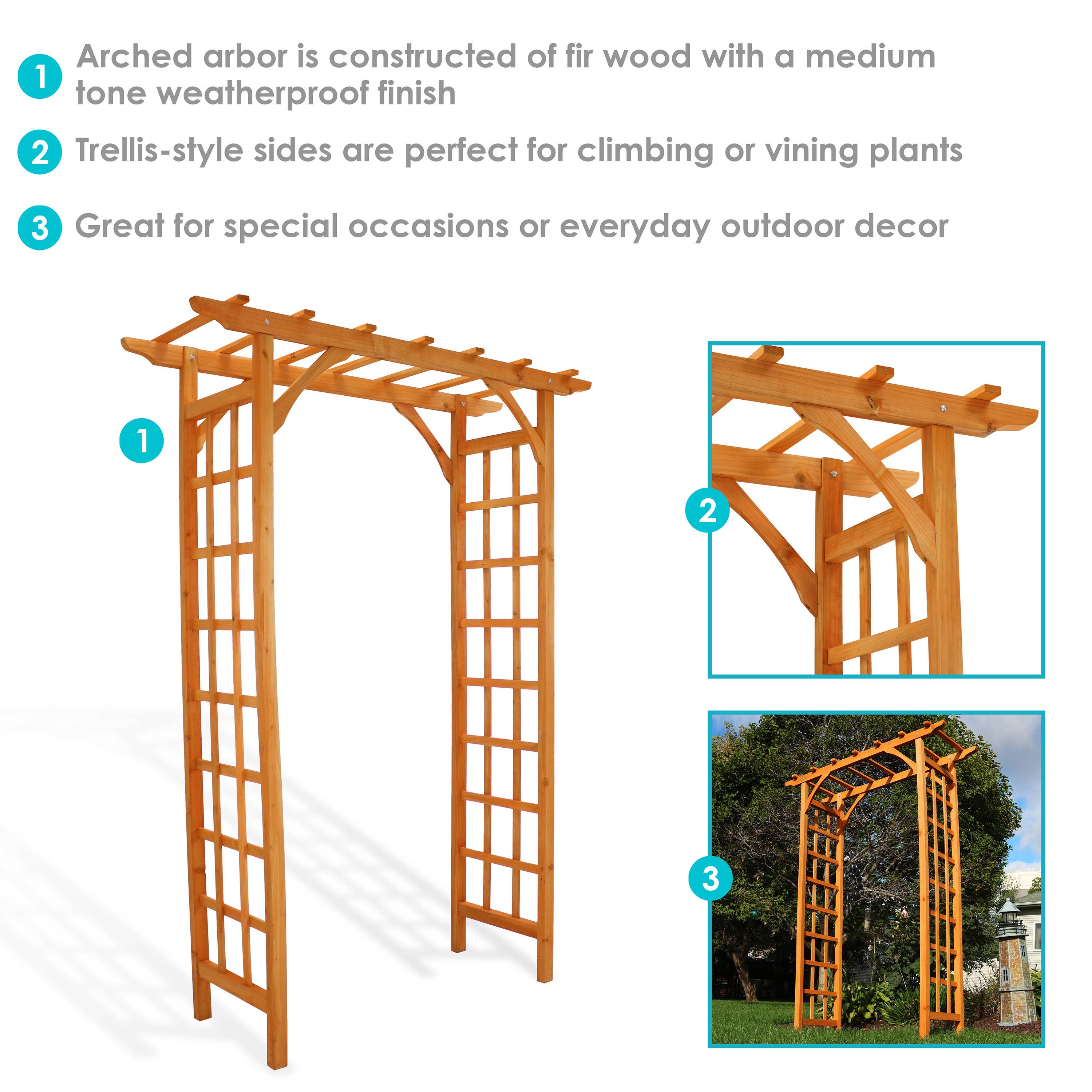 Sunnydaze Decor - Wholesale Outdoor Ornament/Decor - Wooden Fir Arbor Weatherproof Arched Garden Walkway - 78 in2