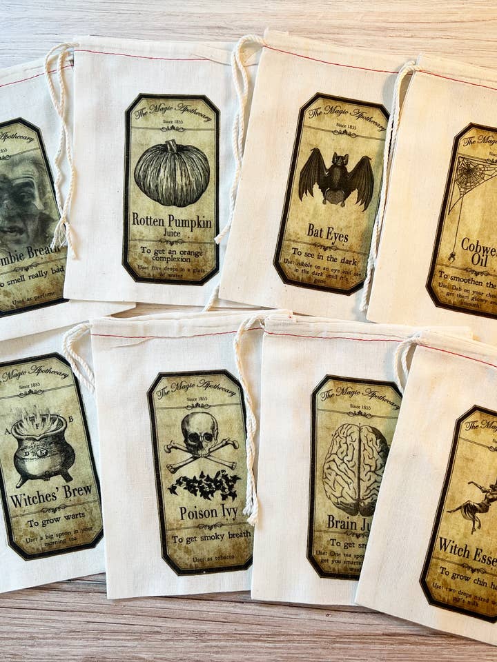 Halloween Potion Treat Candy Bags 8 Bag Set for wholesale by Kport Gift Company