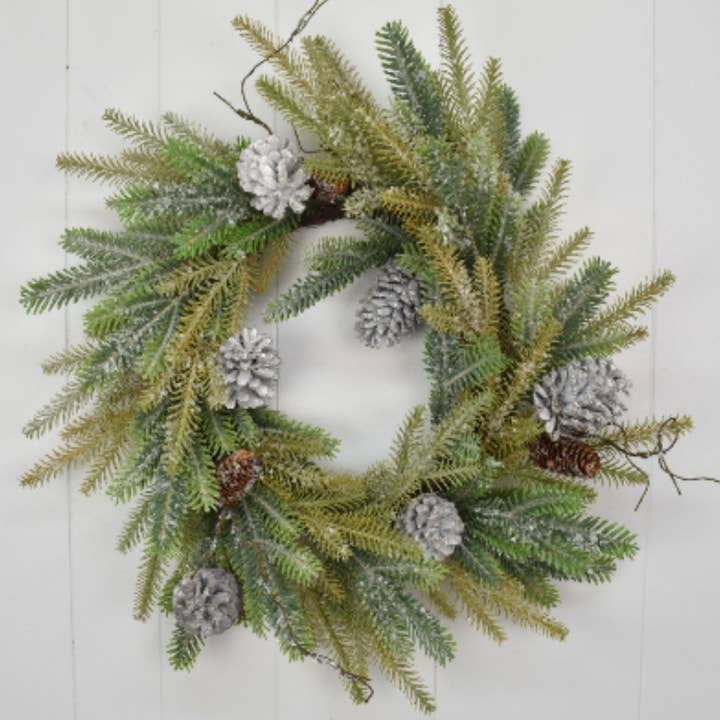 27” Canadian Blue Spruce/Cone Wreath for wholesale by David Christopher's Collection