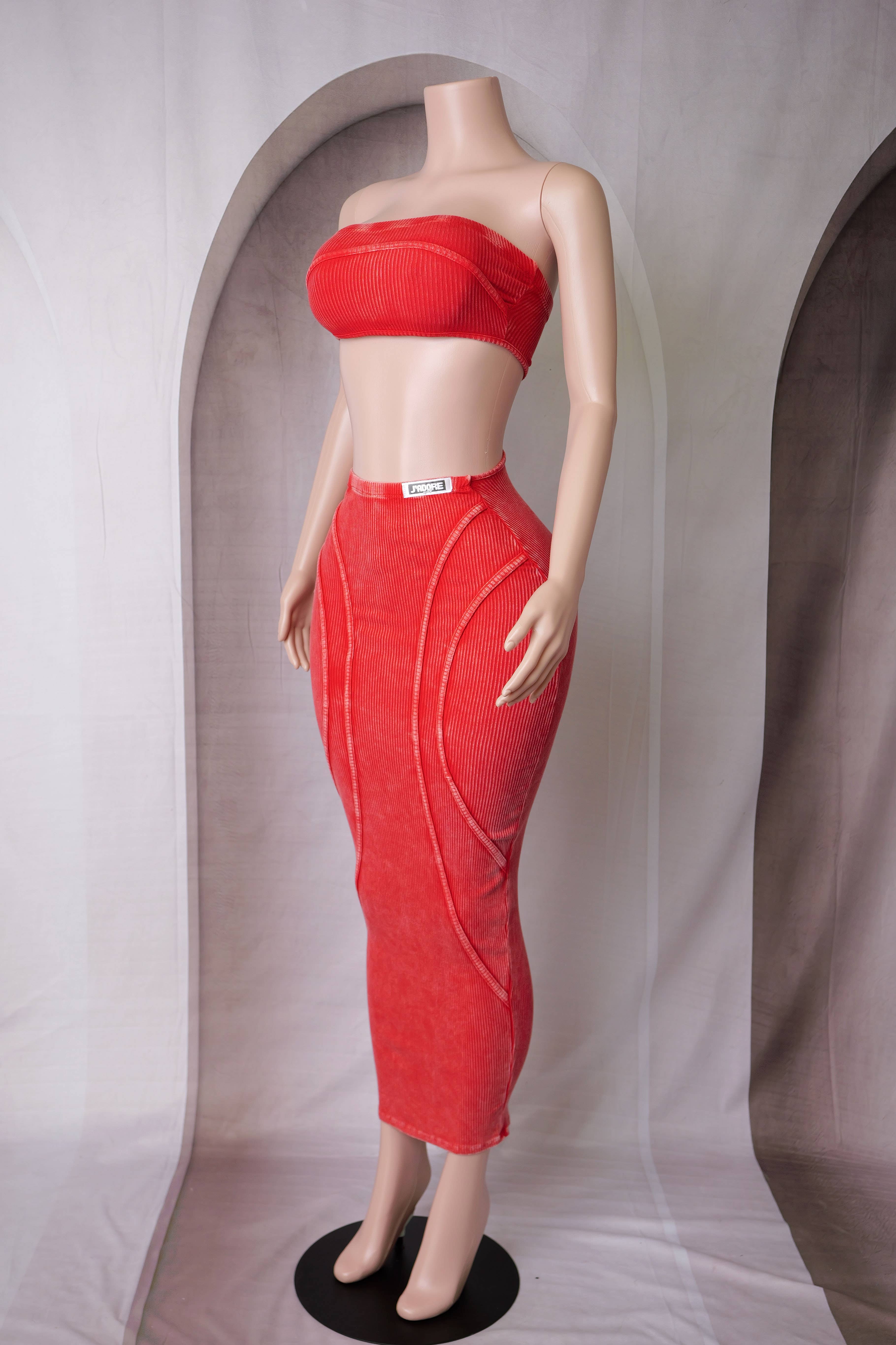 Dalia Studio - Wholesale Dress - Women's - MINERAL WASH BODYCON BANDEAU MAXI DRESS9