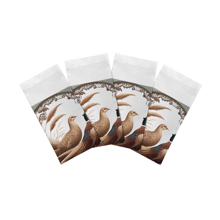 Woodland Pheasant Partners Cotton Sateen Dinner Napkins for wholesale by Nicolette Mayer Collection