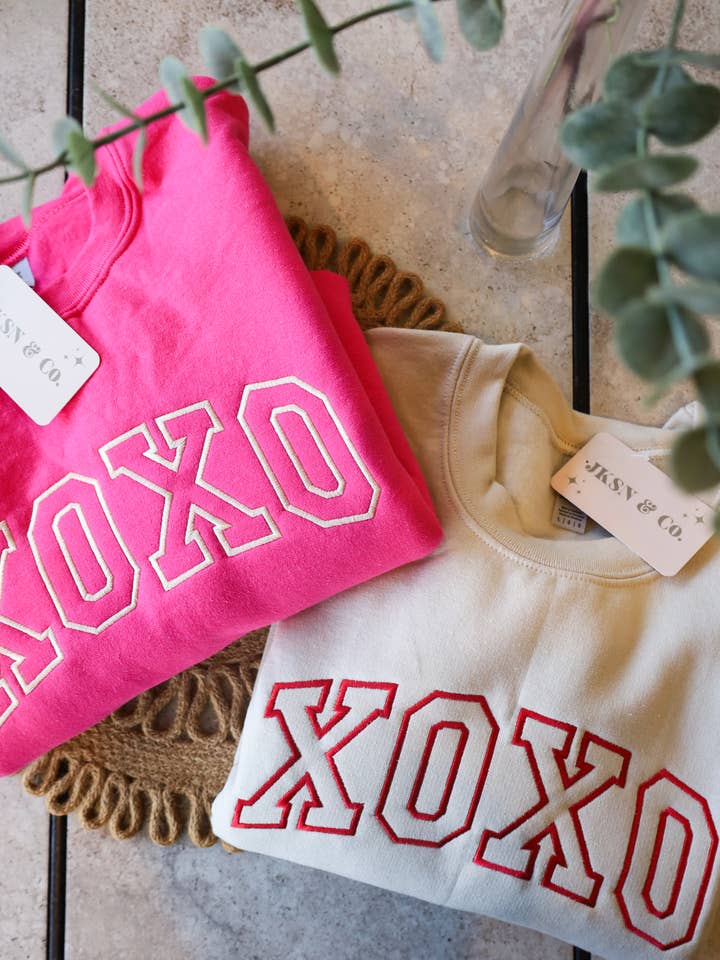 Embroidered XOXO Valentine's Day Sweatshirt for wholesale by JKSN & Co.