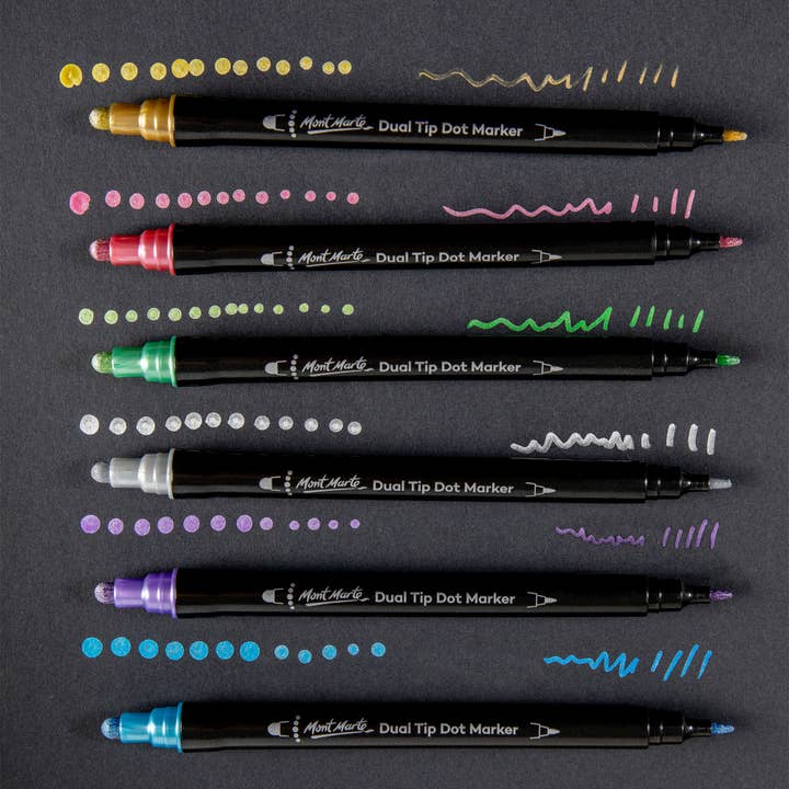 Mont Marte Usa, Inc. - Wholesale Marker - Metallic Dual Tip Dot Markers Signature 6pc4
