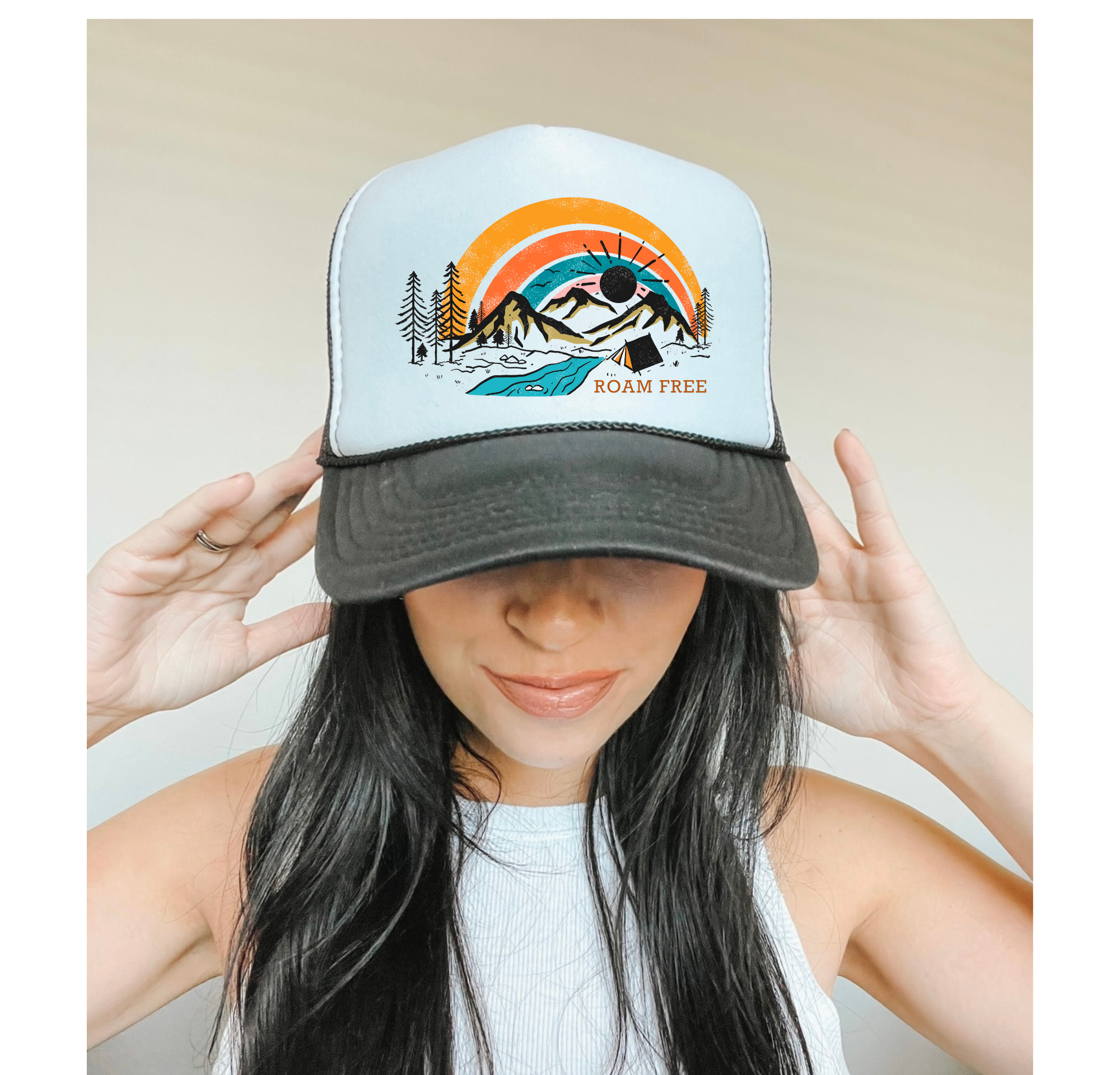 Spruce Seed – boné - Mulher por atacado – Chapéu de caminhoneiro - Roam Free Camping Mountains Snapback1