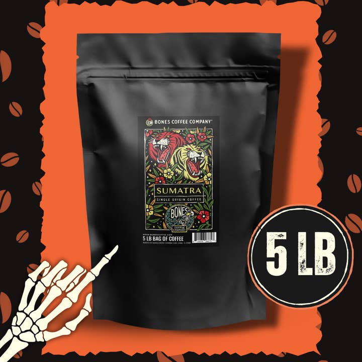 Sumatra Single-Origin Coffee | 5lb | Whole Bean & Ground for wholesale by Bones Coffee Company