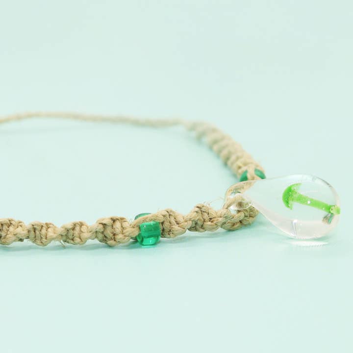 Natalia - Wholesale Jewelry Set - Mushroom Glass Pendant Hemp Choker and Anklet - SET 21