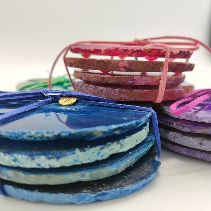 Home Jewels - Wholesale Coasters - Agate coasters dyed - 4 pieces1