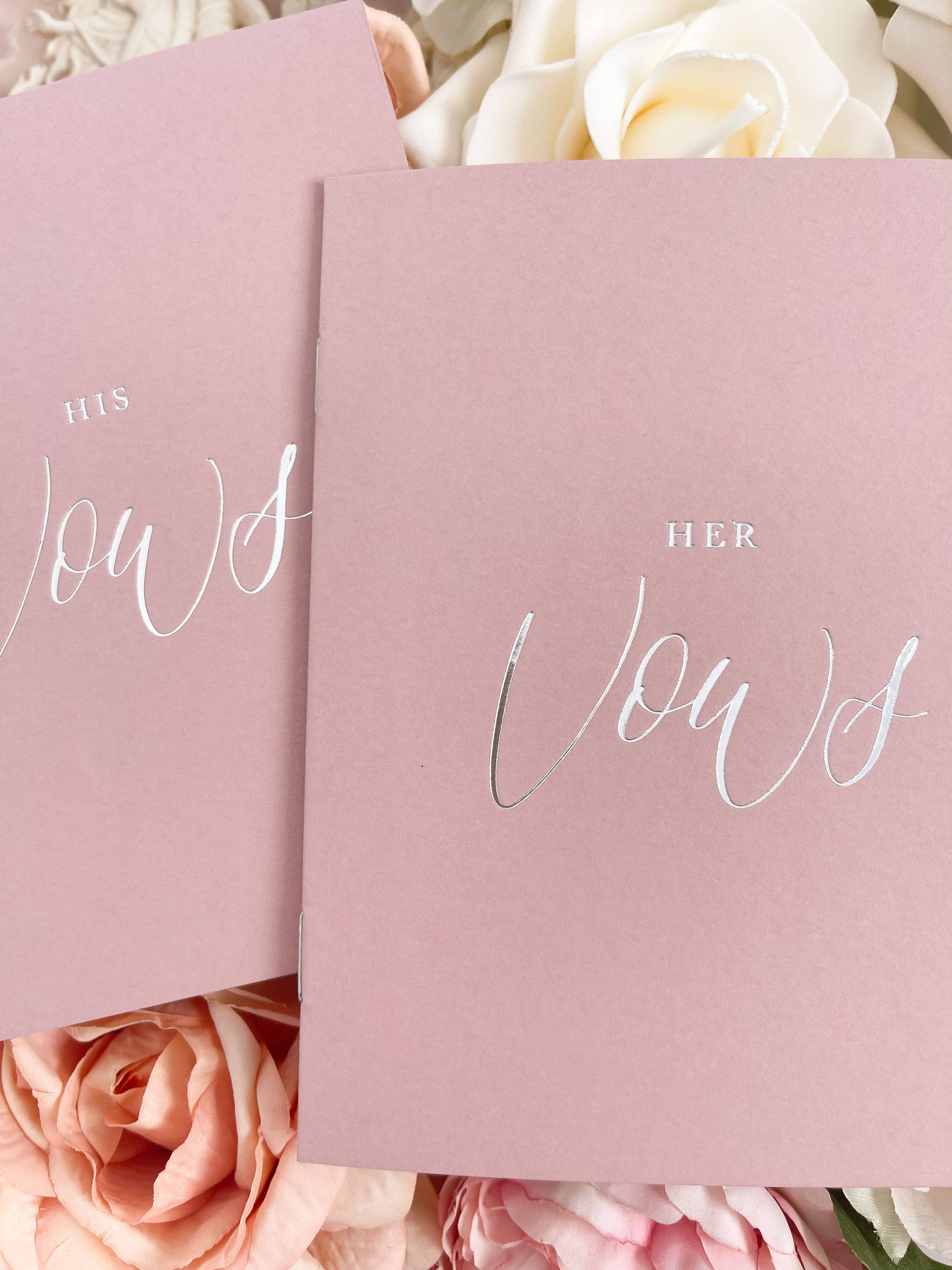 Sablewood Paper Company - Wholesale Journal/Diary - Dusty Rose (Silver Foil) Vow Books – Set of 2 (Wedding)1