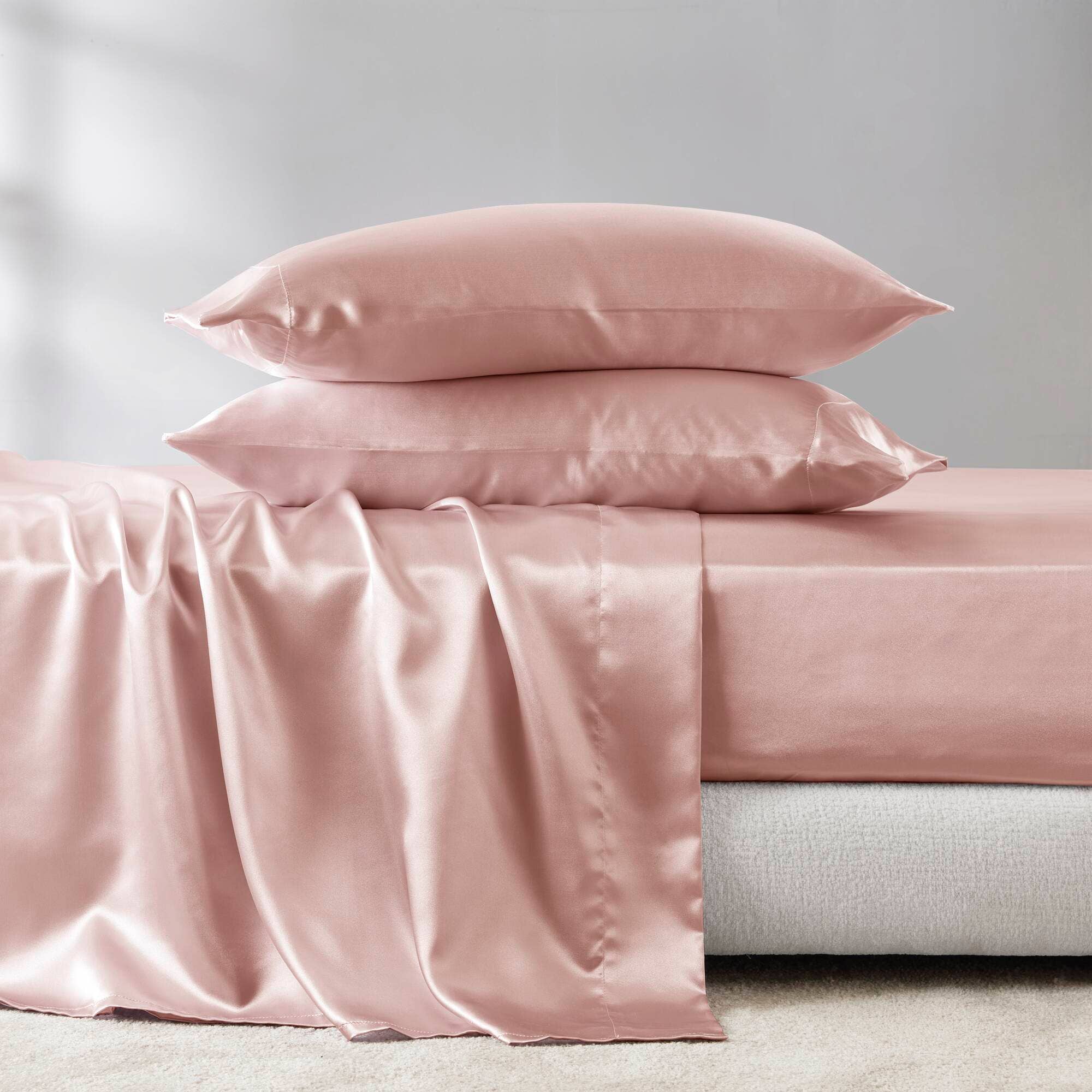 Olliix - Wholesale Sheet Set - Luxury Satin 6-Piece Sheet Set, Blush Pink15