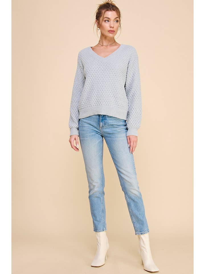 Allie Rose - Wholesale Knit Sweater - Women's - Soft Cloud Pique V Neck Sweater15