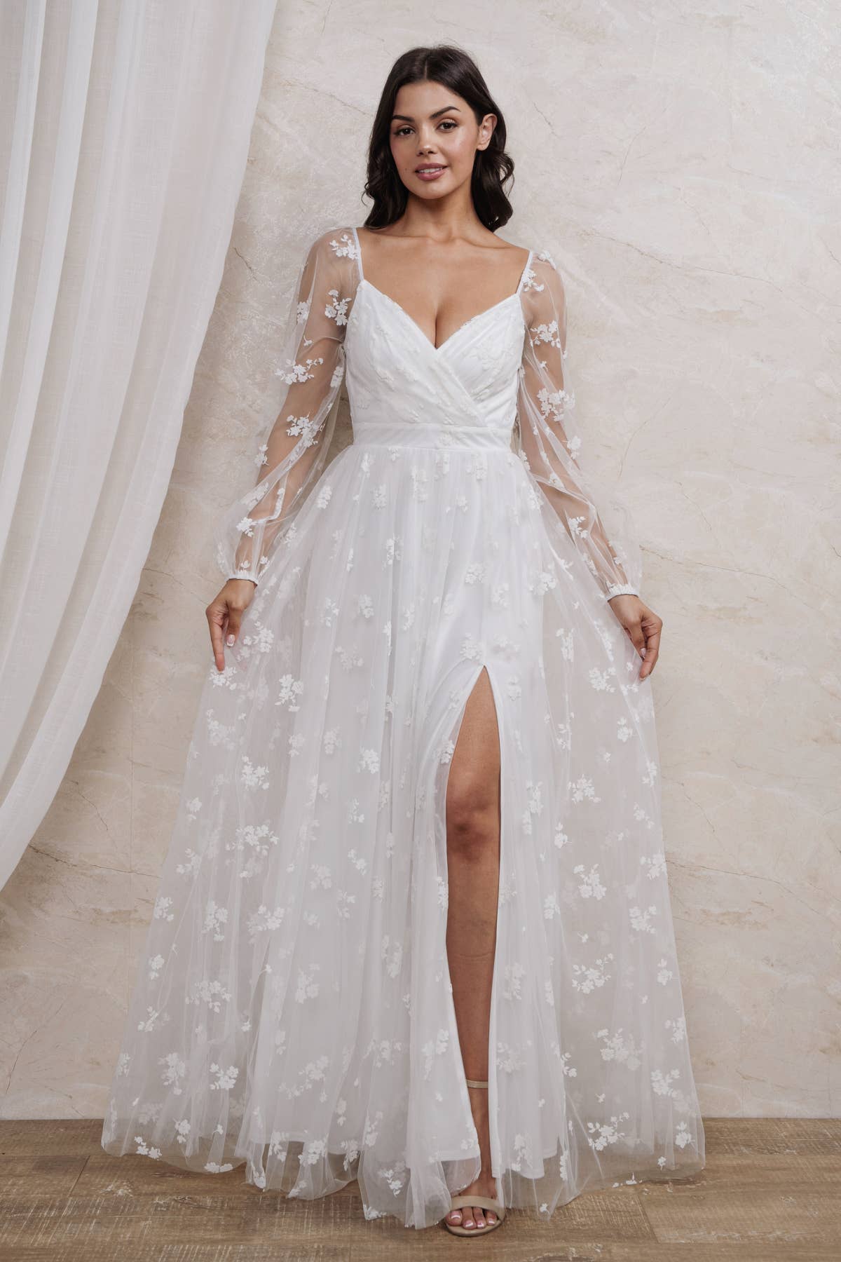 Rosemore Couture - Wholesale Gown - Women's - BURN OUT FLORAL SURPLICE MAXI DRESS8