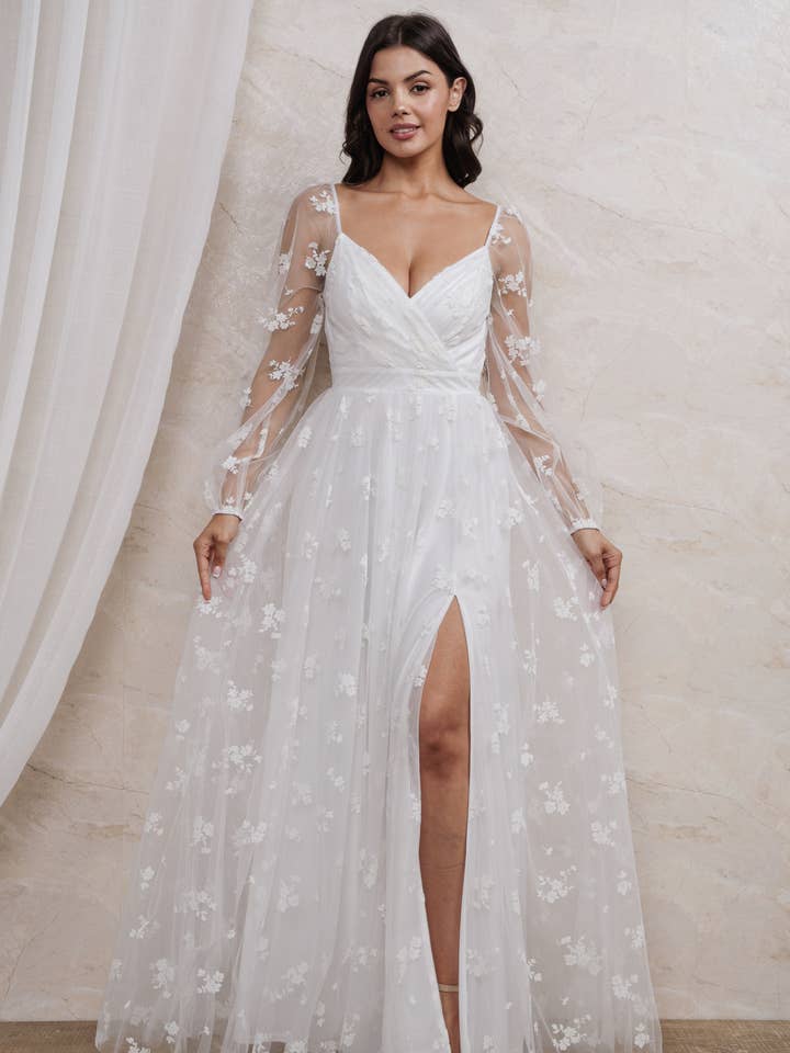 Rosemore Couture - Wholesale Gown - Women's - BURN OUT FLORAL SURPLICE MAXI DRESS8