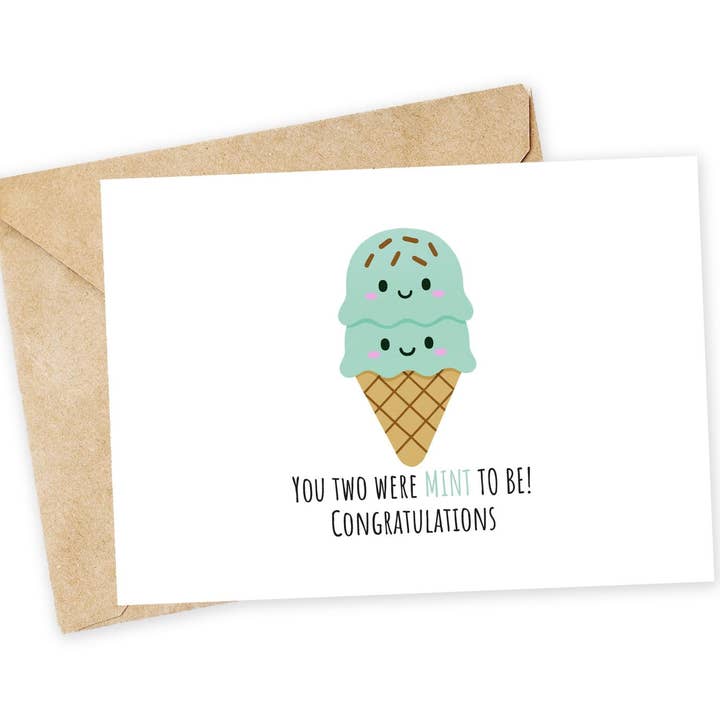 Cartão de Casamento "Mint To Be": Parabéns Gelados e Divertidos por atacado de Chewy Lemon Studio