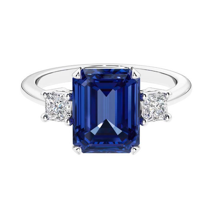 14k Gold Smaragdschliff Blauer Saphir & Diamant Vintage Ring für den Großhandel von DV Custom Jewelry USA