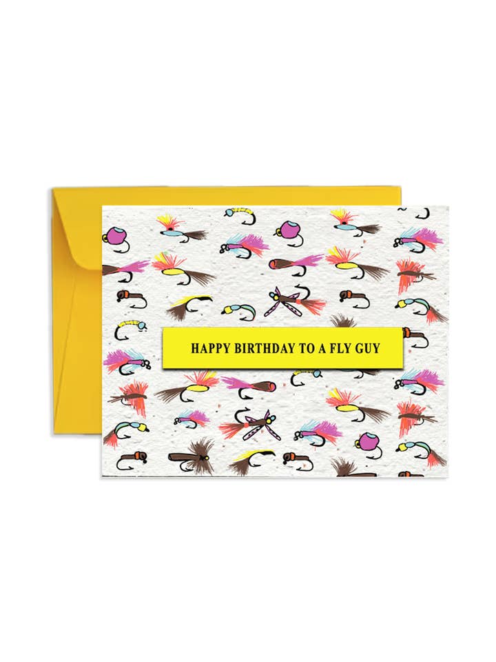 Reel Födelsedagsönskningar: Fly Fishing Flugor Card för wholesale av Artsy Em
