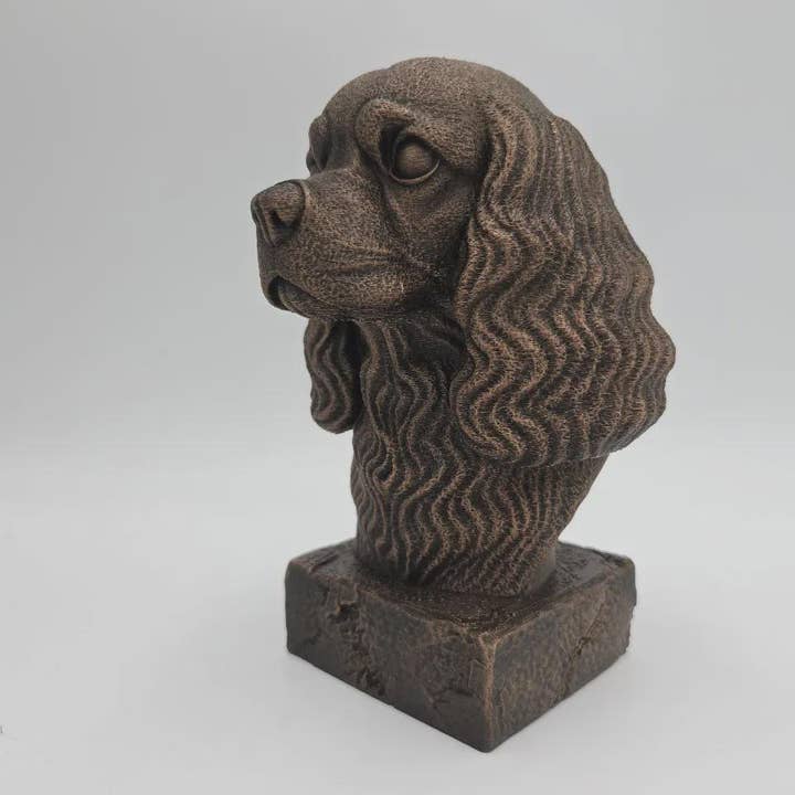 Busto de estátua de cão Cavalier King – decoração para casa, enfeite pintado à mão para amantes de cães por atacado de 3DijkstraFinds