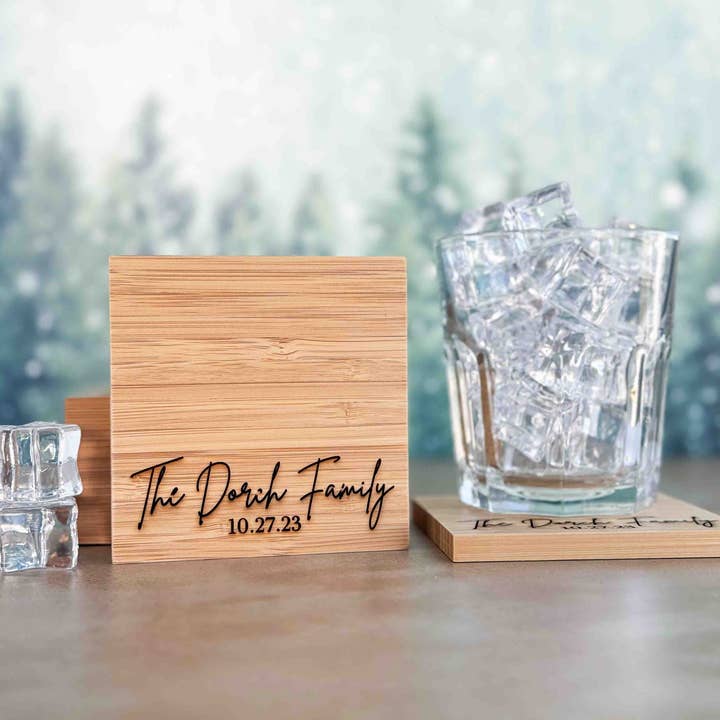 Bamboo Coaster Set with Holder for wholesale by Kreadiv Gifts