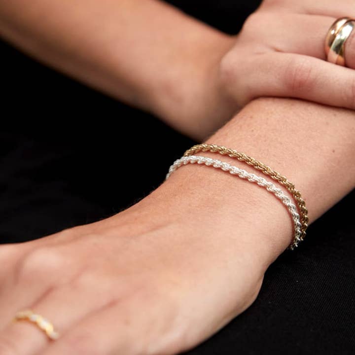 HoopLa - Wholesale Link & chain bracelet - Rope Spiga Bracelet Stainless Steel 14K Gold. Waterproof7