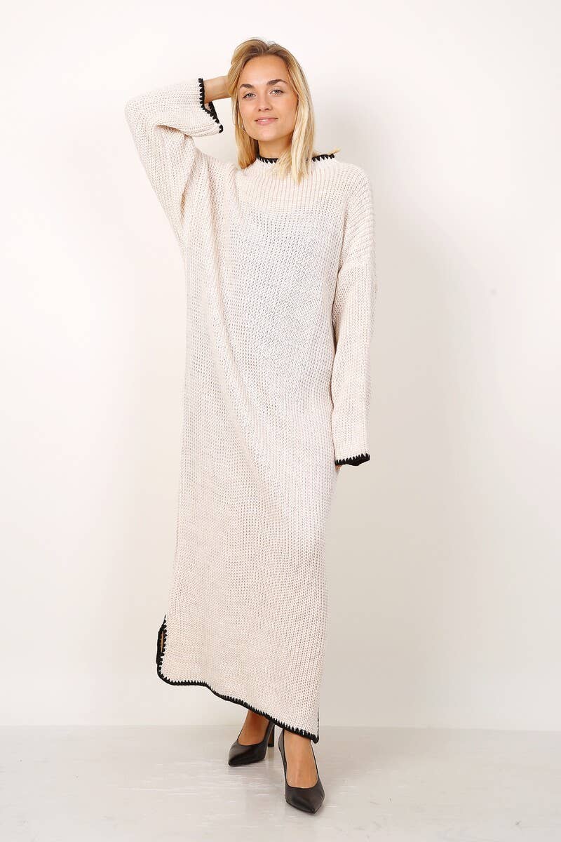 LORIANE - Wholesale Dress - Women's - 23185 long sweater dress with side slit one size 6