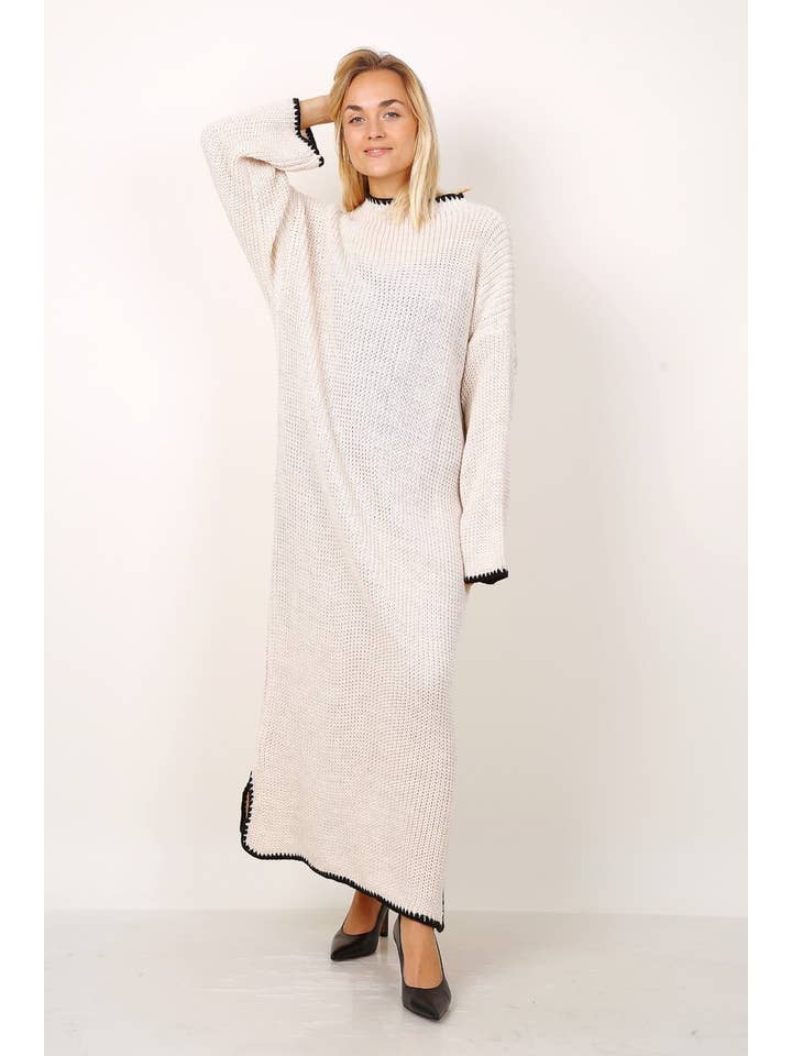 LORIANE - Wholesale Dress - Women's - 23185 long sweater dress with side slit one size 6