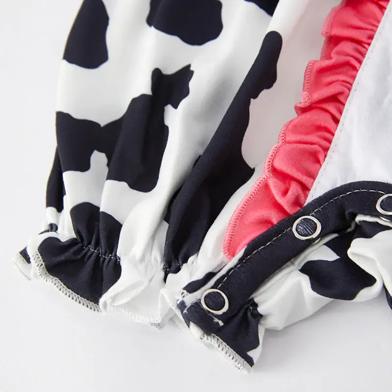 Auraquise - Wholesale Bodysuit (Non-Footed) - Baby - Baby Girls Summer Farm Cow Embroidered Infant Romper4