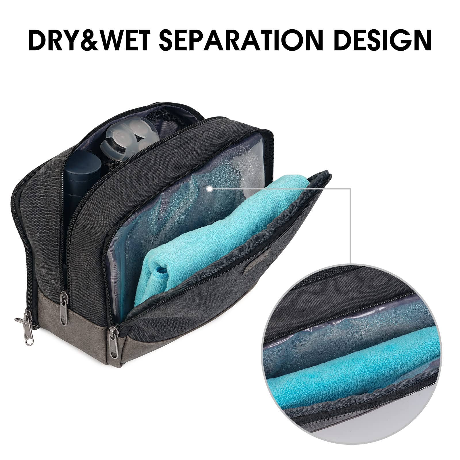 wandf - Wholesale Toiletry Bag - Men's - Canvas Travel Toiletry Shaving Bag Hanging Dopp Kit Unisex7