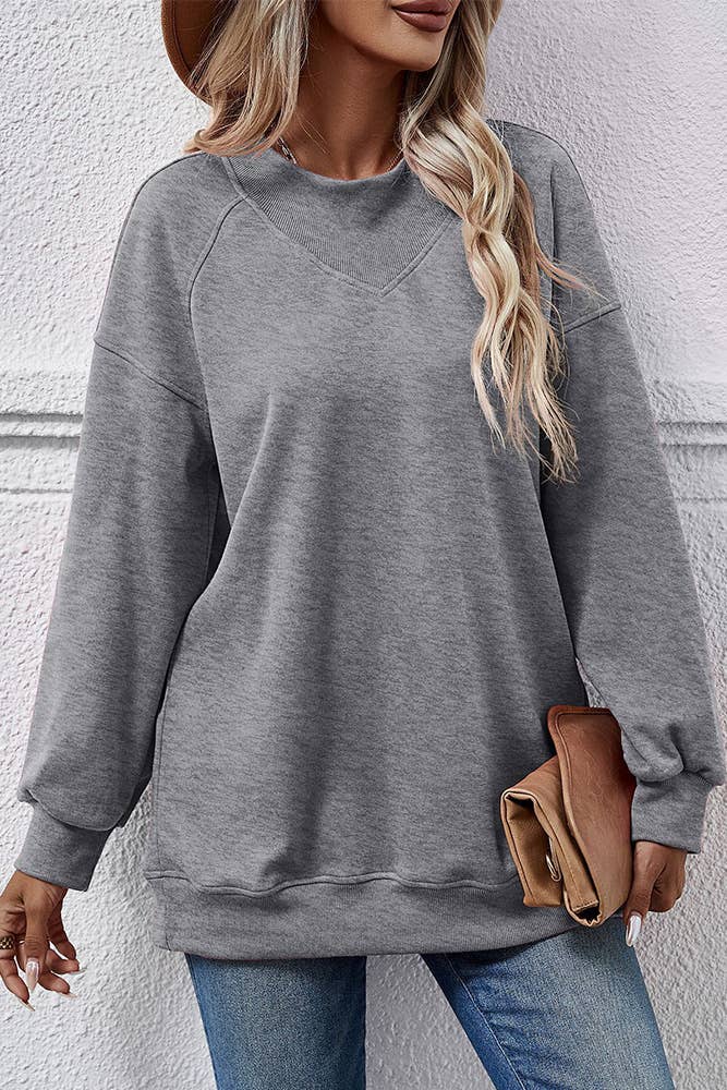 UNISHE – wholesale Sweatshirt – Women's – Plain Splicing Crew Neck Sweatshirt BBYS0331