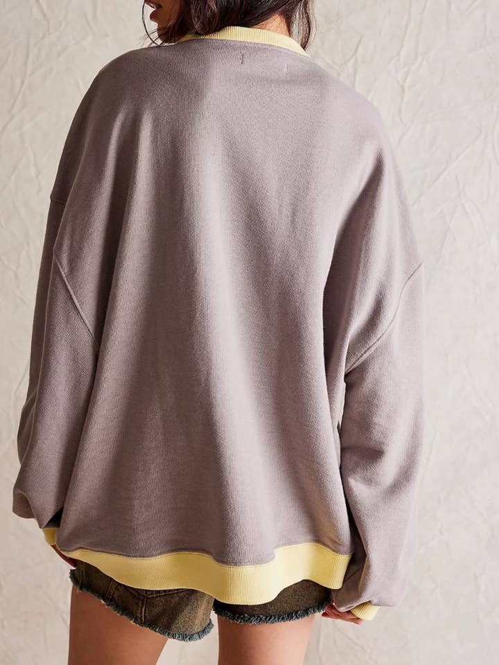Lovesoft - Wholesale Sweatshirt - Women's - Solid Color Round Neck Fork Loose Sweatshirt Sweater14