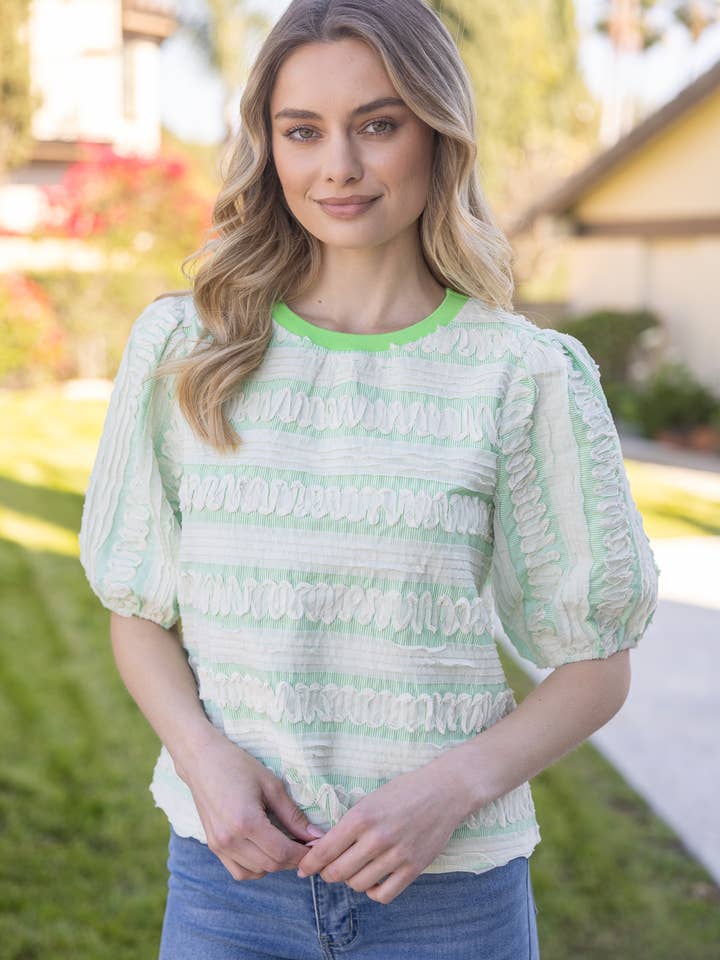 35452 Top Texturizado de Algodão com Contraste de Bordas Desfiadas por atacado de VOY