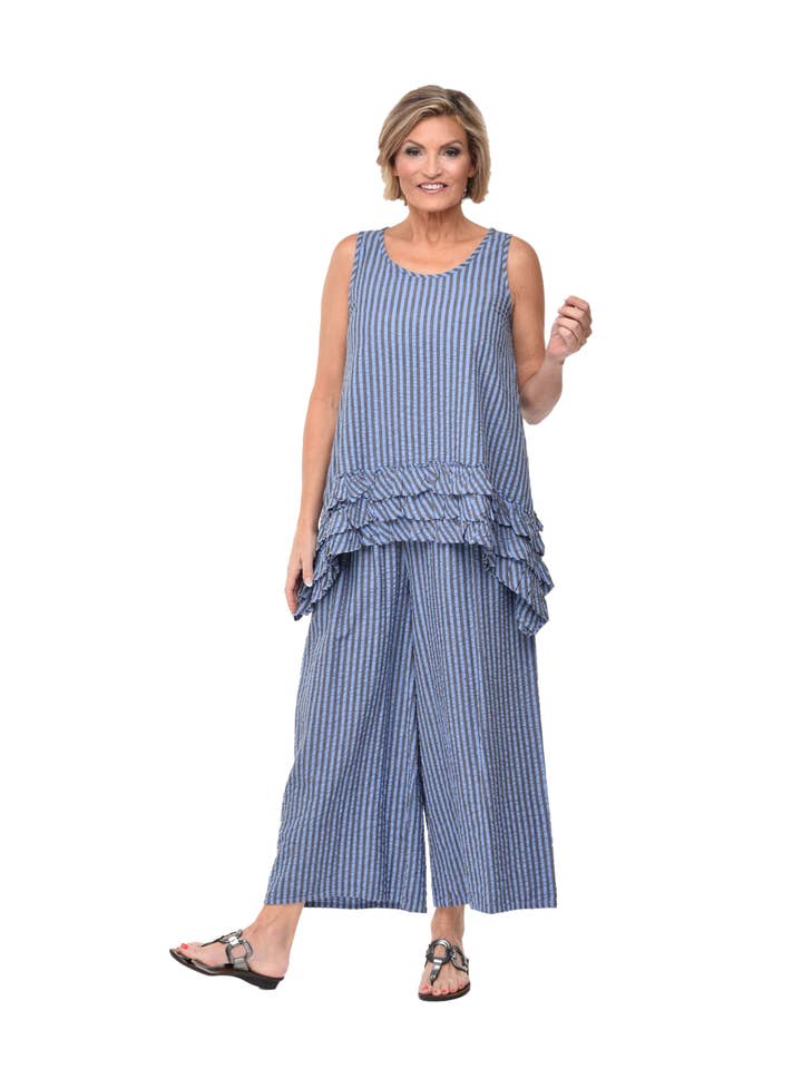 Tulip Clothing - Wholesale Pants - Women's - CV115 Palazzo Pant in Doyle Seersucker Stripe*