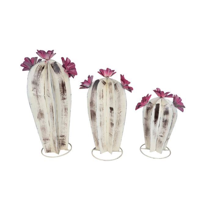 Yuma Metal Cactus-Garden-Desert Decor-Three Sizes-White-SALE for wholesale by My Amigos Imports