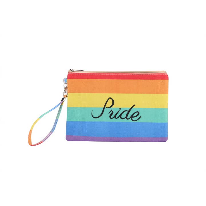 Regenboogkleurige polshandtas met PRIDE-thema voor dames voor wholesale door Nima Accessories Inc