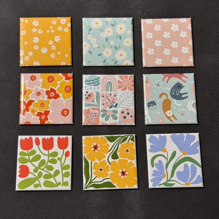 Conjunto de imanes florales de primavera | 9 imanes de estilo cottagecore retro para venta al por mayor de Tieu Magnetic