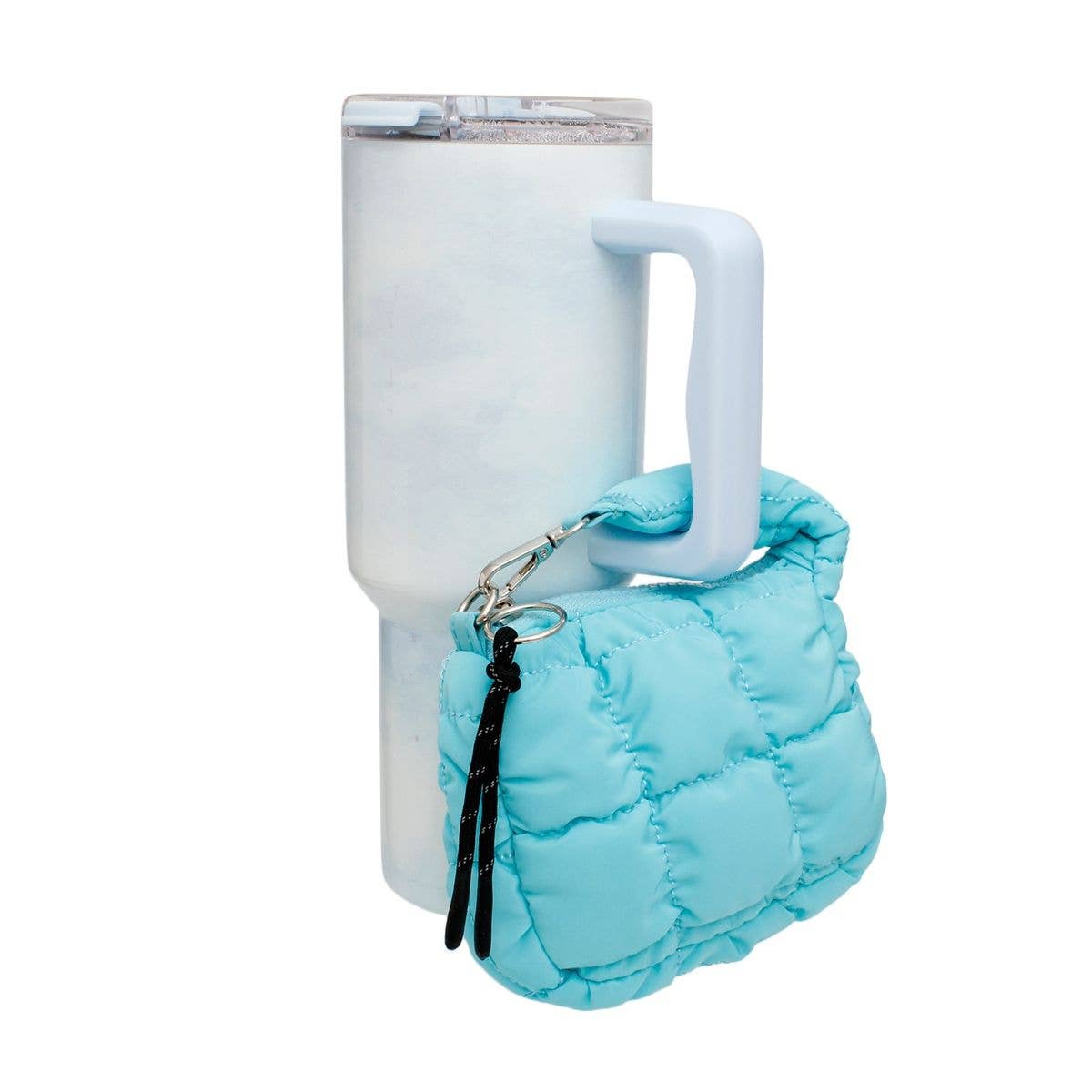 Aqua Quilted Mini Bag Keychain Stanley Clip for wholesale on Faire0