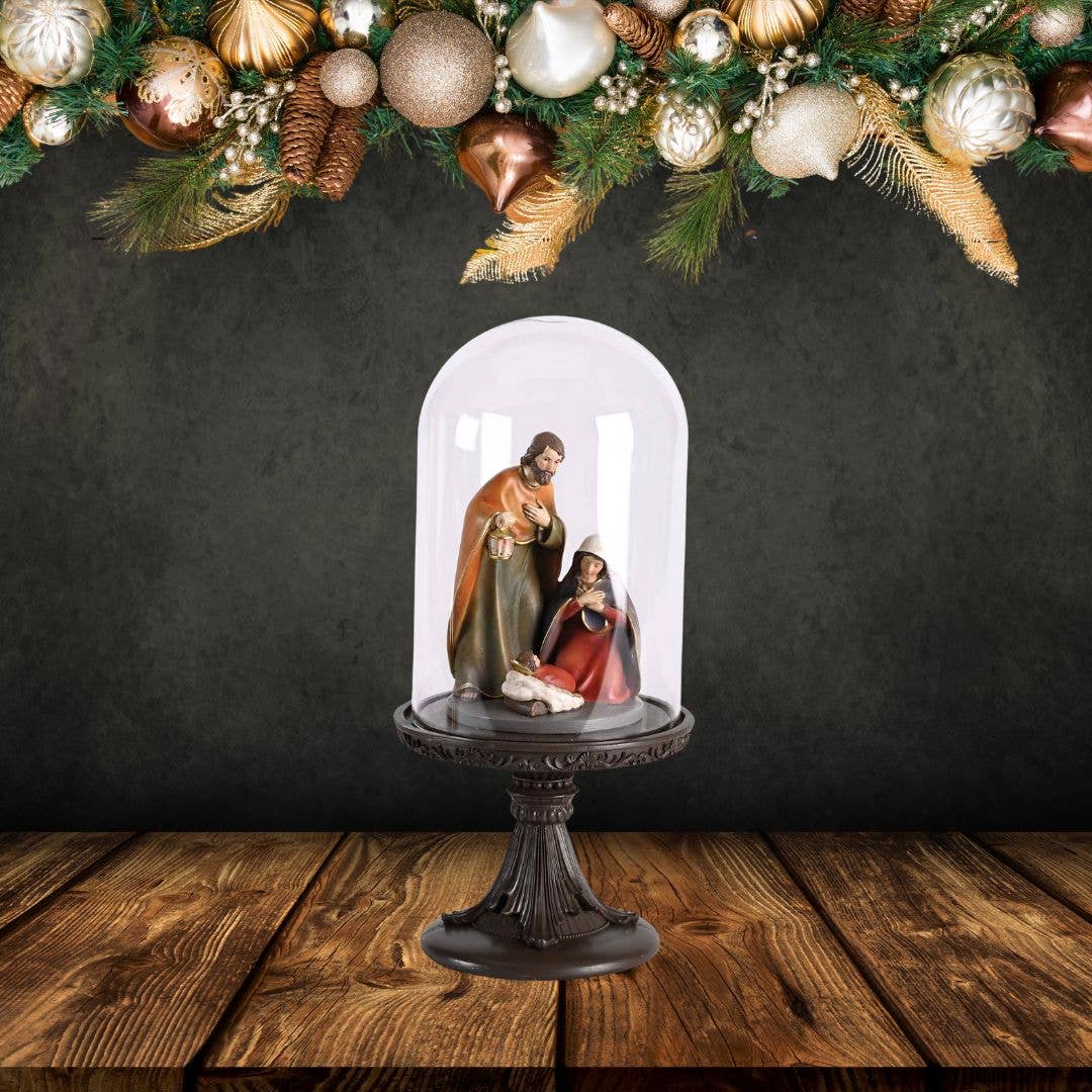 Magnolia - Wholesale Nativity Scene Decor - Nativity Holy Family In Glass Dome11.5H1