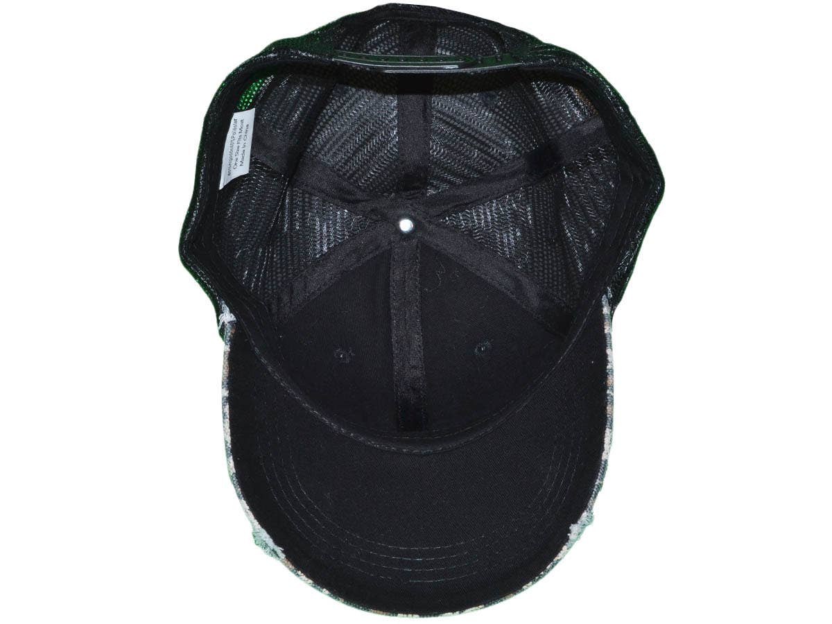 Buck Wholesale - Vente Casquette de camionneur – femme - Casquettes trucker vintage à imprimé animal, toile douce avec effet délavé et usé6