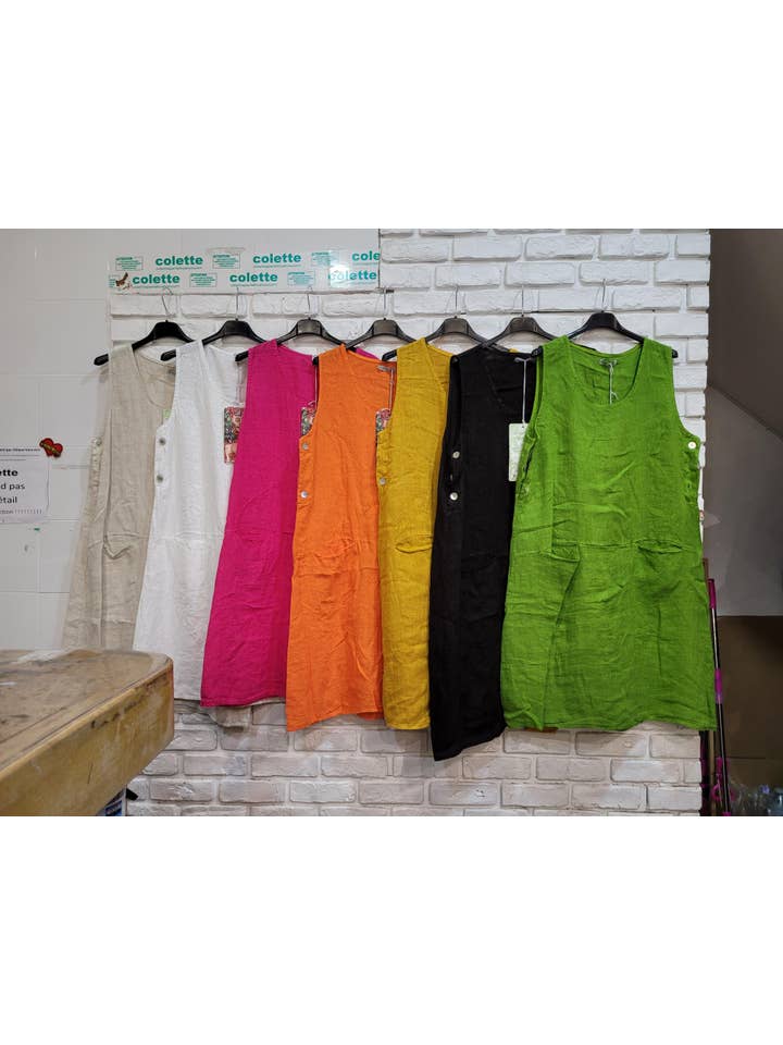 la maison des fibres naturelles – Großhandel Kleid – Damen – Ärmelloses Kleid aus 100 % Leinen, Modell 62551917