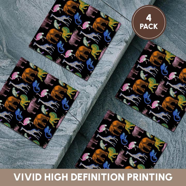 3dRose - Wholesale Coasters - 3dRose, Colorful Wild Animals Pattern, Coaster5