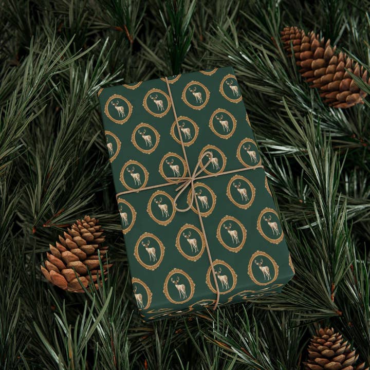 Framed Buck (deer) print Gift wrap Wrapping paper for wholesale by Tejas mercantile