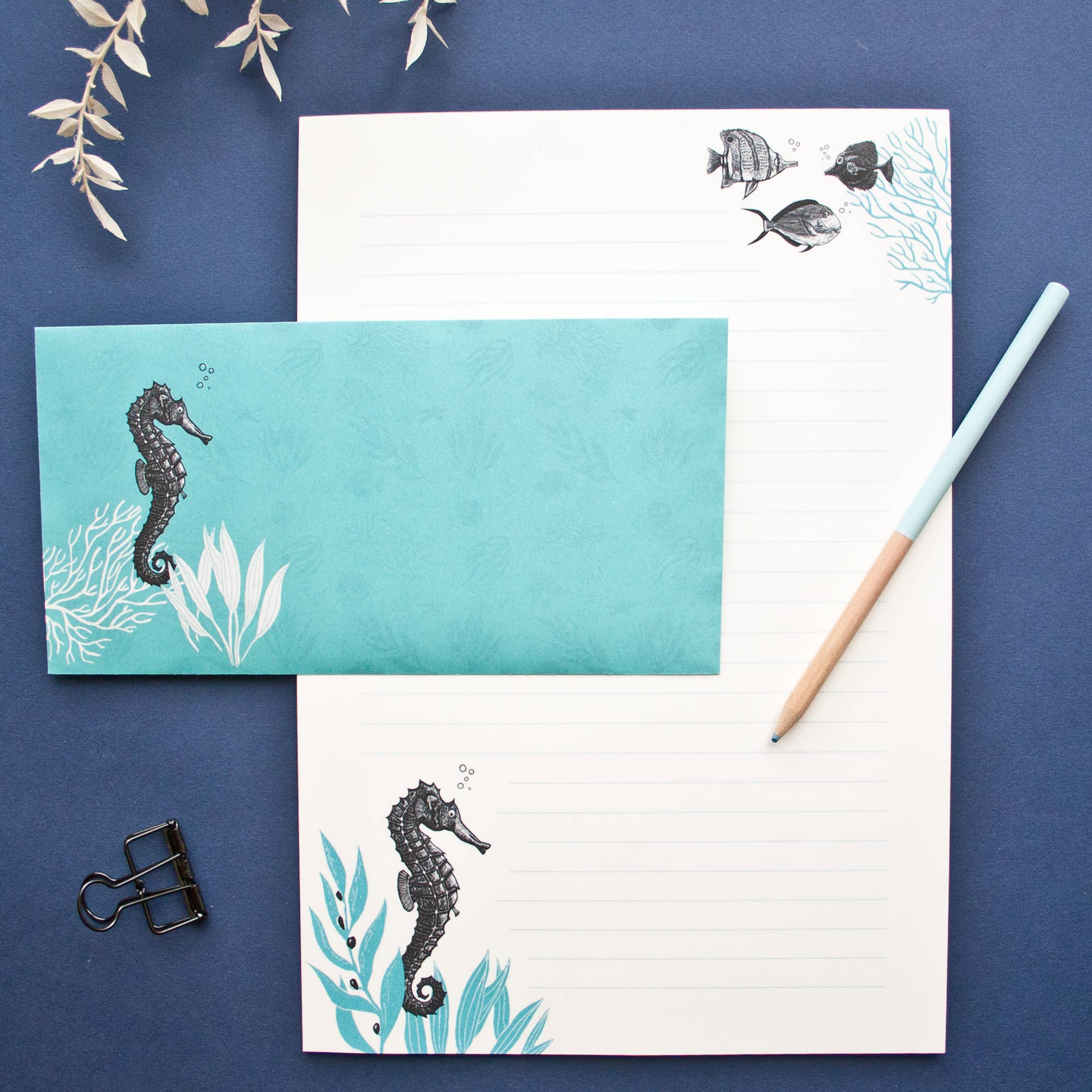 Katja Rub - Venta al por mayor Conjunto de papelería y tarjetas - Set de papelería con caballitos de mar2