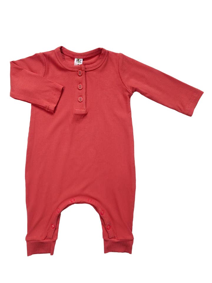 Earth Baby Outfitters - Wholesale Jumpsuit - Baby - Bamboo Ribbed Long Sleeve Henley Romper6