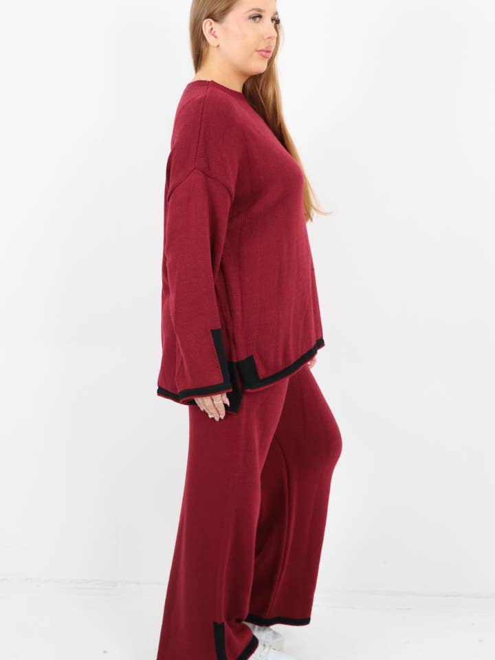 Miss Bold - Wholesale Lounge Set - Women's - Italian Oversized Contrast Trim Knitted Co Ord Set20