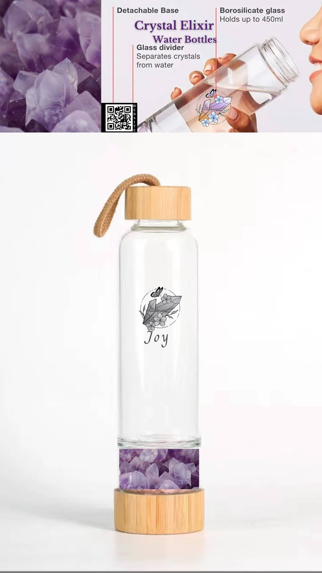 Juicey Gems – Großhandel Trinkflaschen – KOMBI-PAKET A Quarz-Kristall-Wasserflaschen6