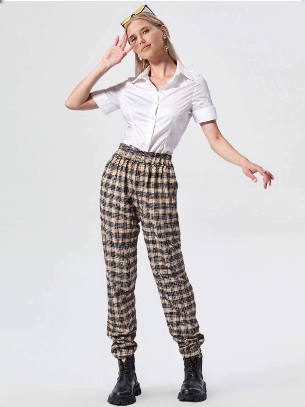 VERY J - Wholesale Pants - Women's - NP70310-Corduroy Flannel Plaid Cozy Comfy Pants21