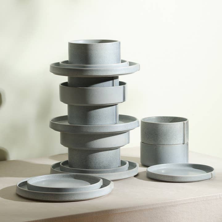 Stone + Lain - Wholesale Dinnerware Set - Bao Stoneware Dinnerware Set - Blue-Grey