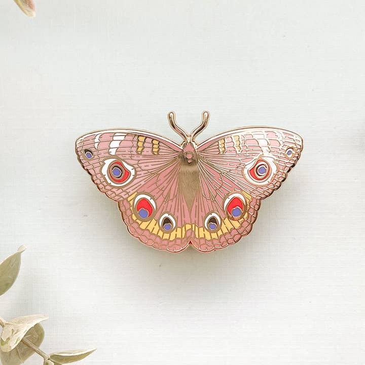 Buckeye Butterfly (Junonia coenia) Enamel Pin for wholesale by Alum and Ink
