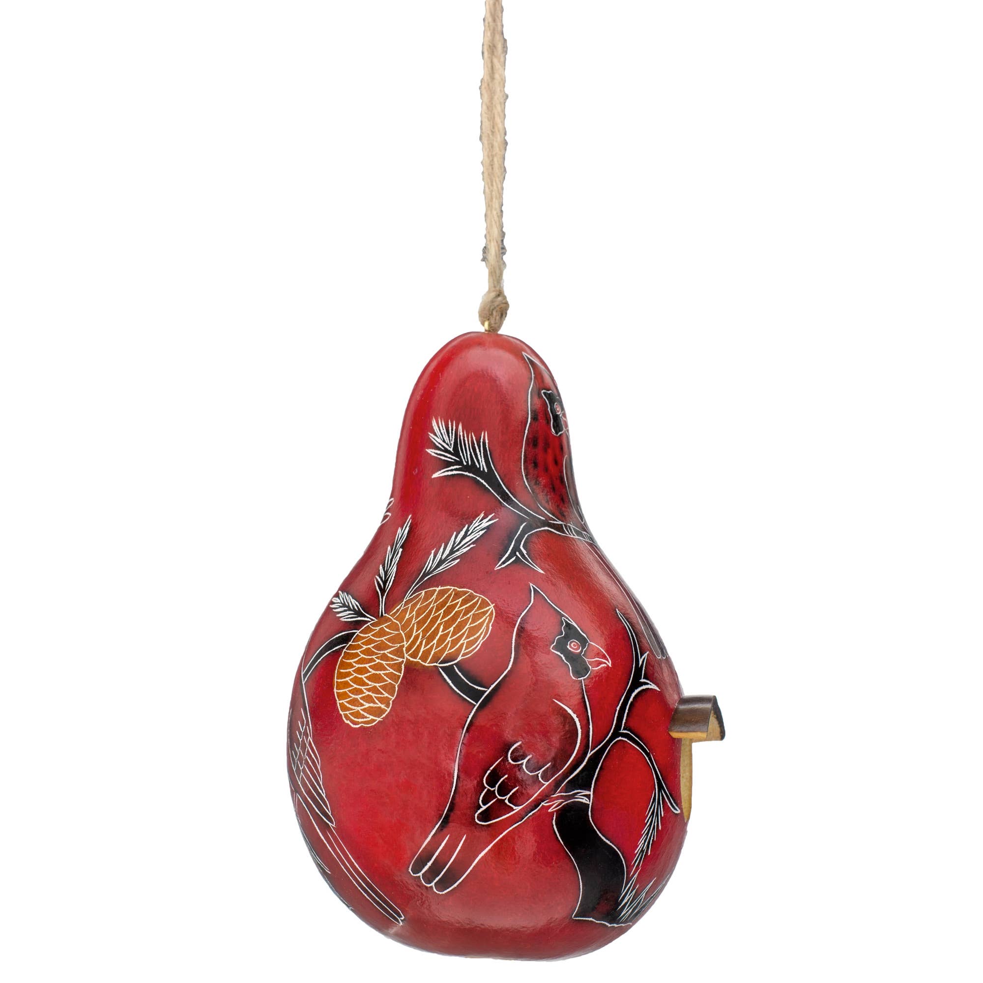 Lucuma Designs - Wholesale Bird House - Cardinals on a Branch - Gourd Birdhouse - Gardener Gifts2