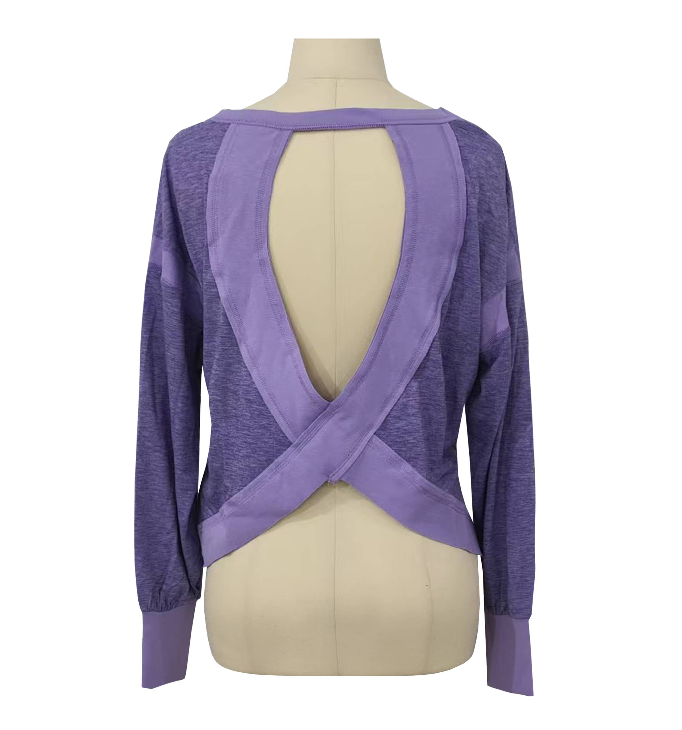 HIDDENBRAND - Wholesale T-Shirt - Women's - Slouchy wrapped cutout back workout long sleeve Tee1